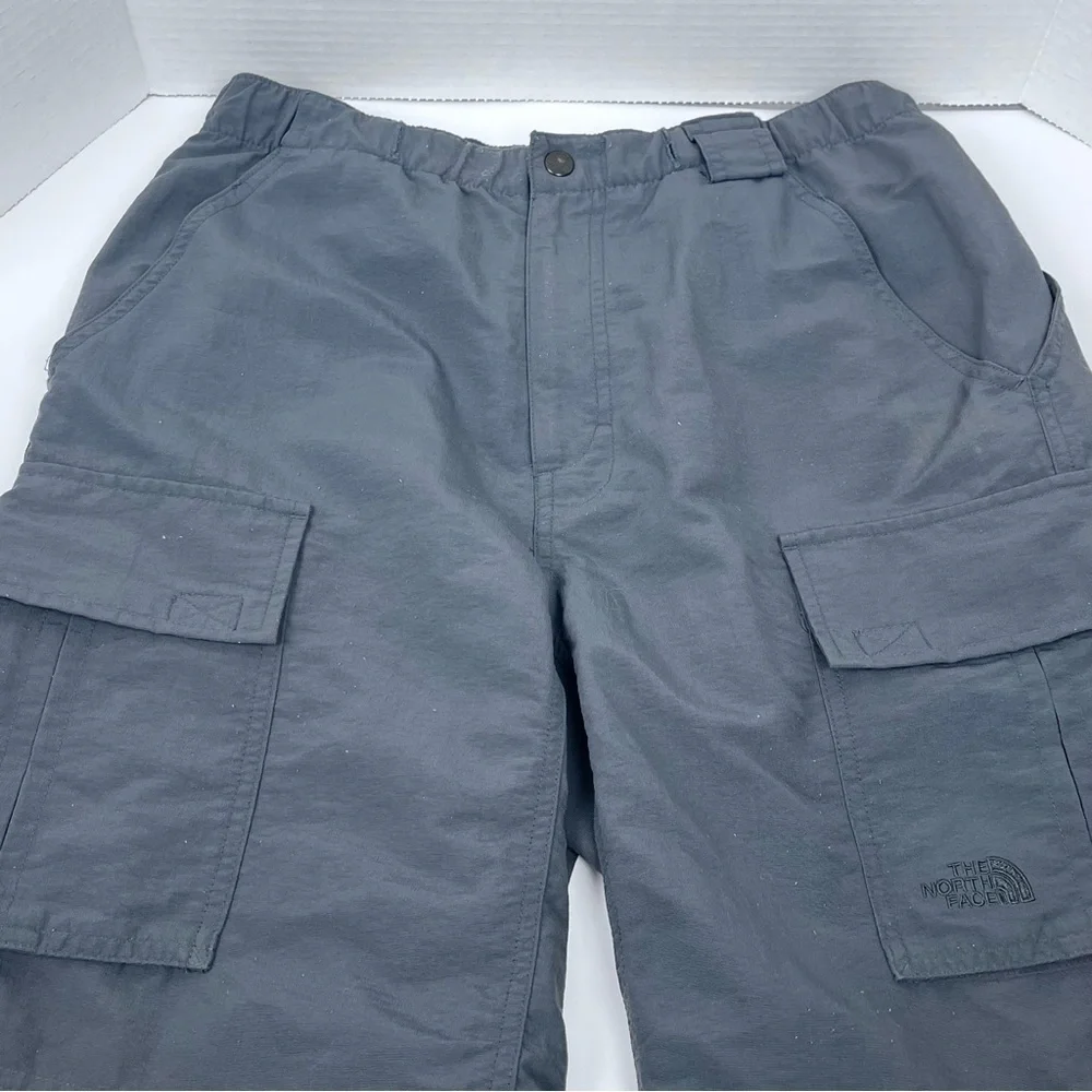 The North Face Men's 100% Nylon Gray Elastic Waist Cargo Hiking Shorts S Outdoor